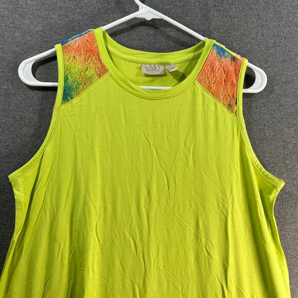 LOGO by Lori Goldstein Regular Ravon 230 Dress with Tie-Dye Hem Wild Lime Small - Picture 6 of 12